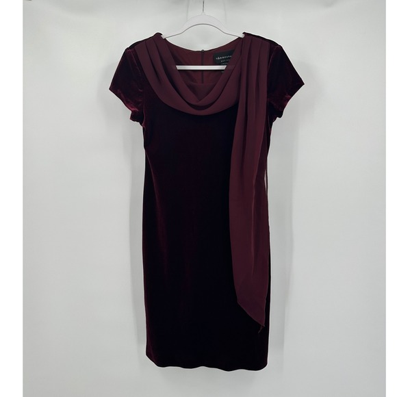 Connected Womens Velvet Dress Sz 6P Dark Romantic Quiet Luxury Burgundy Cocktail - Picture 1 of 7